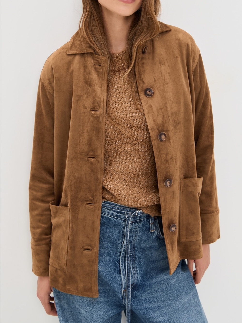 Z Supply Decker Faux Suede Chore Jacket Coconut Medium NWT Camel Brown